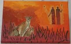 Afrika Geparden+Einwohner 30x40 cm nicht verkäuflich.webp