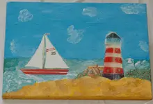Leuchtturm+Segelschiff 30x40 cm.webp